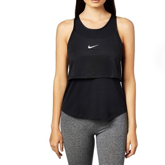 Nike Women's Black Overlay Racer Back Tank Top Size Small - Picture 2 of 6